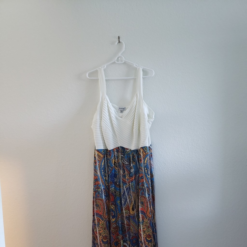 White-Multi Colored Maxi Dress - Plus Size
